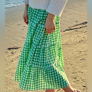 NWT Pink City Prints Rah Rah Skirt in Green Gingham sized XS/S fits 2-6